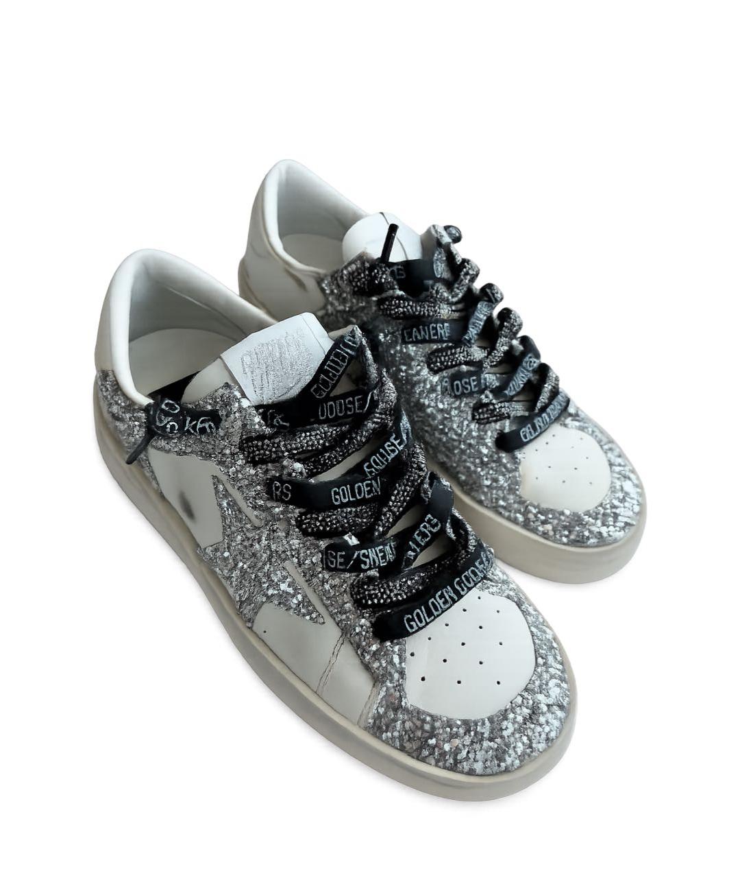 GOLDEN GOOSE Серебряные кожаные кеды, фото 2