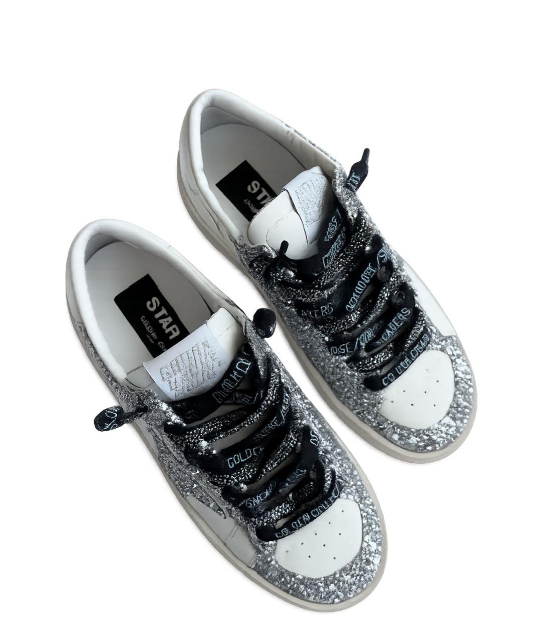 GOLDEN GOOSE Серебряные кожаные кеды, фото 3