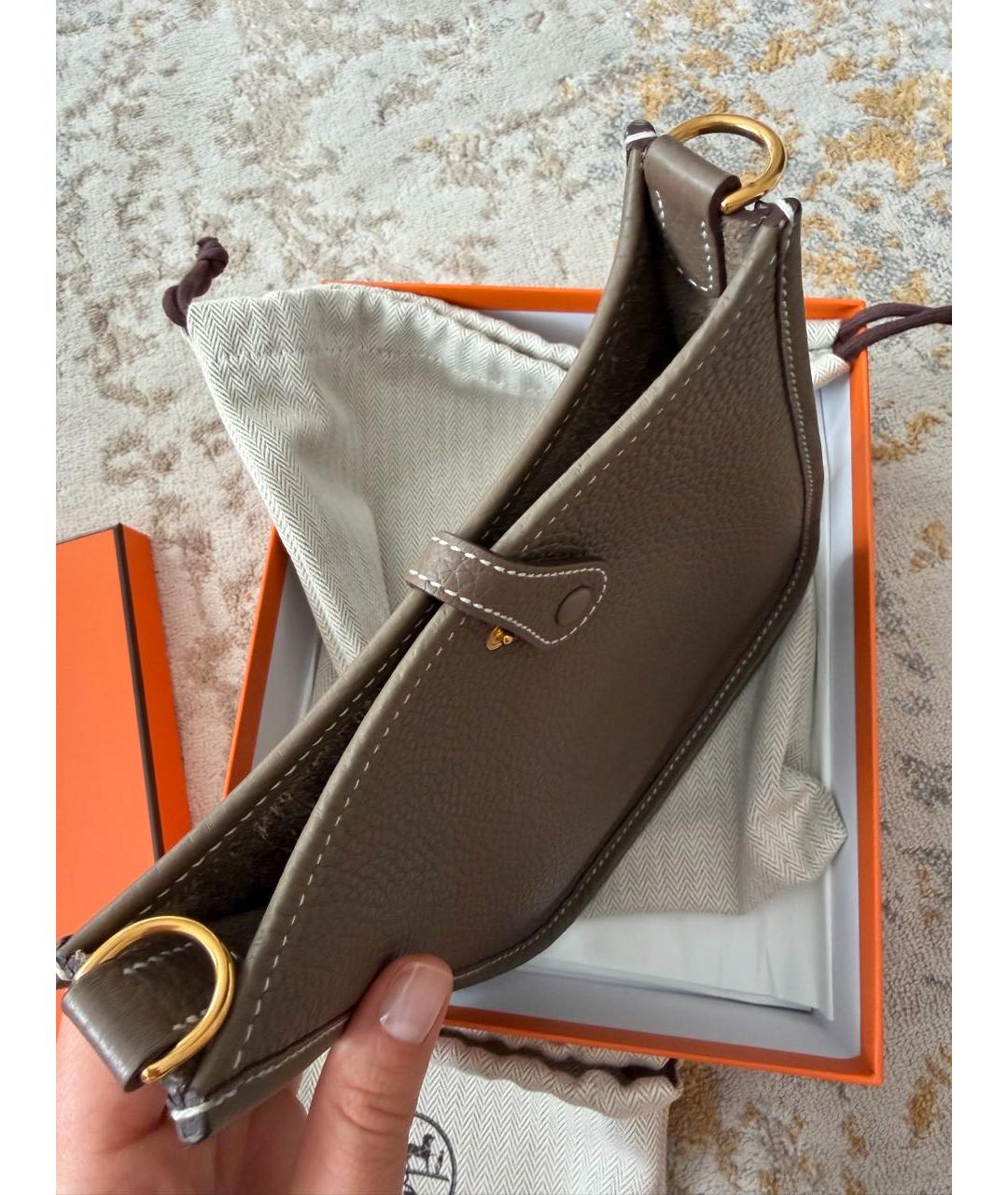 HERMES Бежевая кожаная сумка через плечо, фото 4