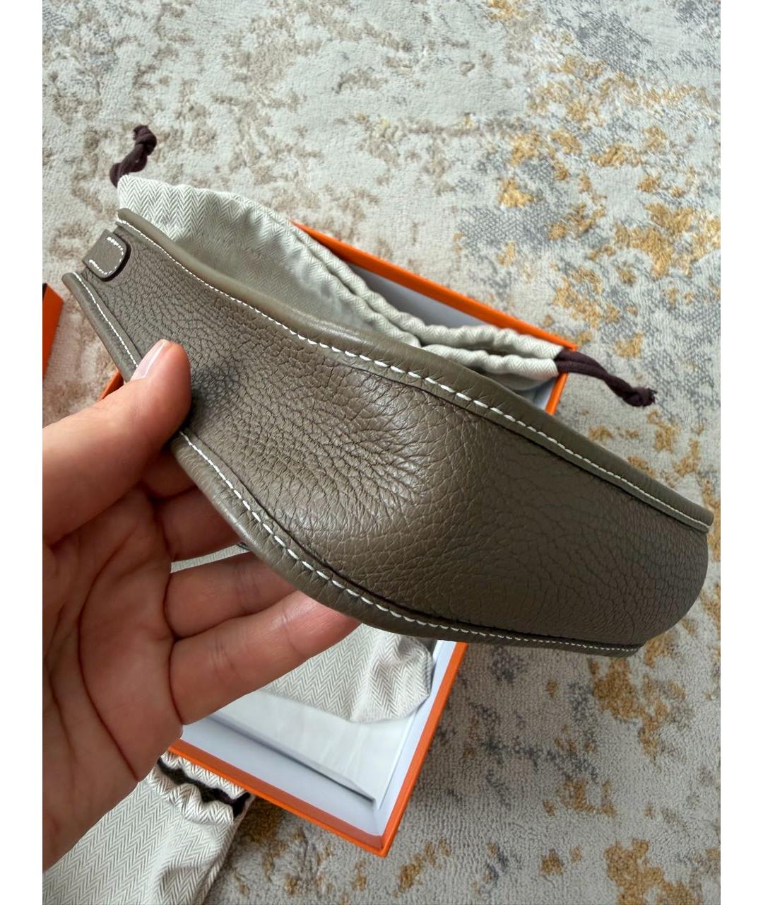 HERMES Бежевая кожаная сумка через плечо, фото 7