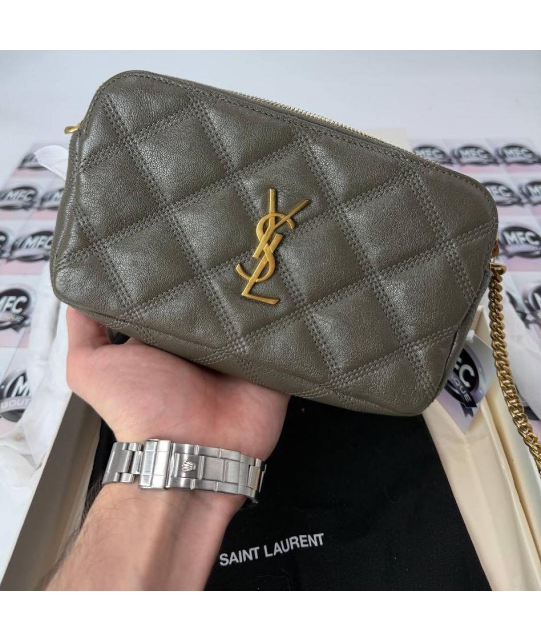 SAINT LAURENT Бежевая кожаная сумка через плечо, фото 8