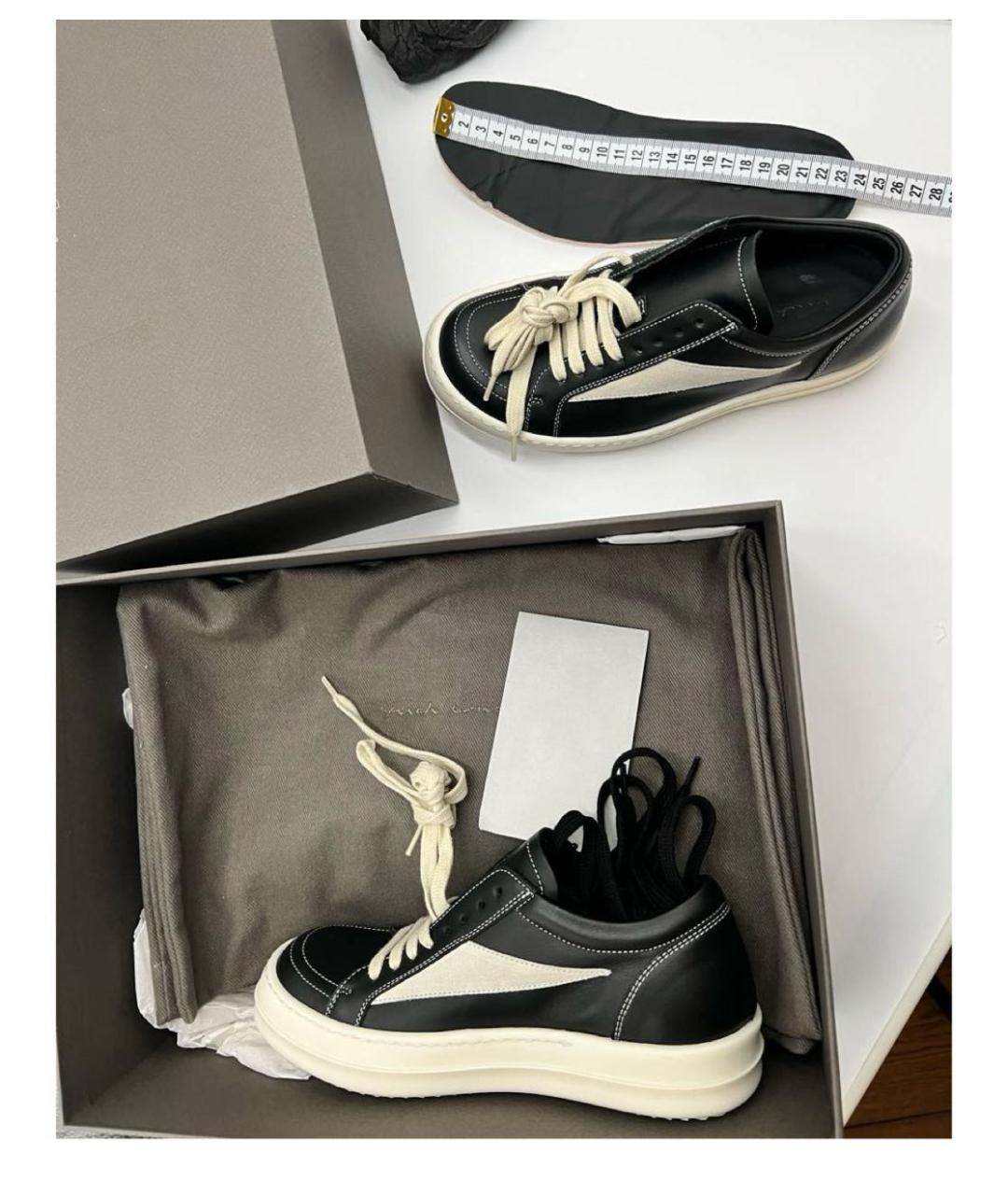 RICK OWENS Черные кожаные кроссовки, фото 2