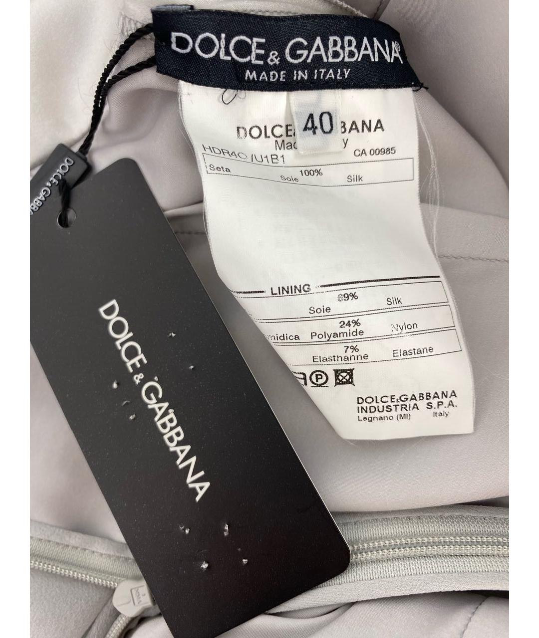 DOLCE&GABBANA Серое шелковое коктейльное платье, фото 8