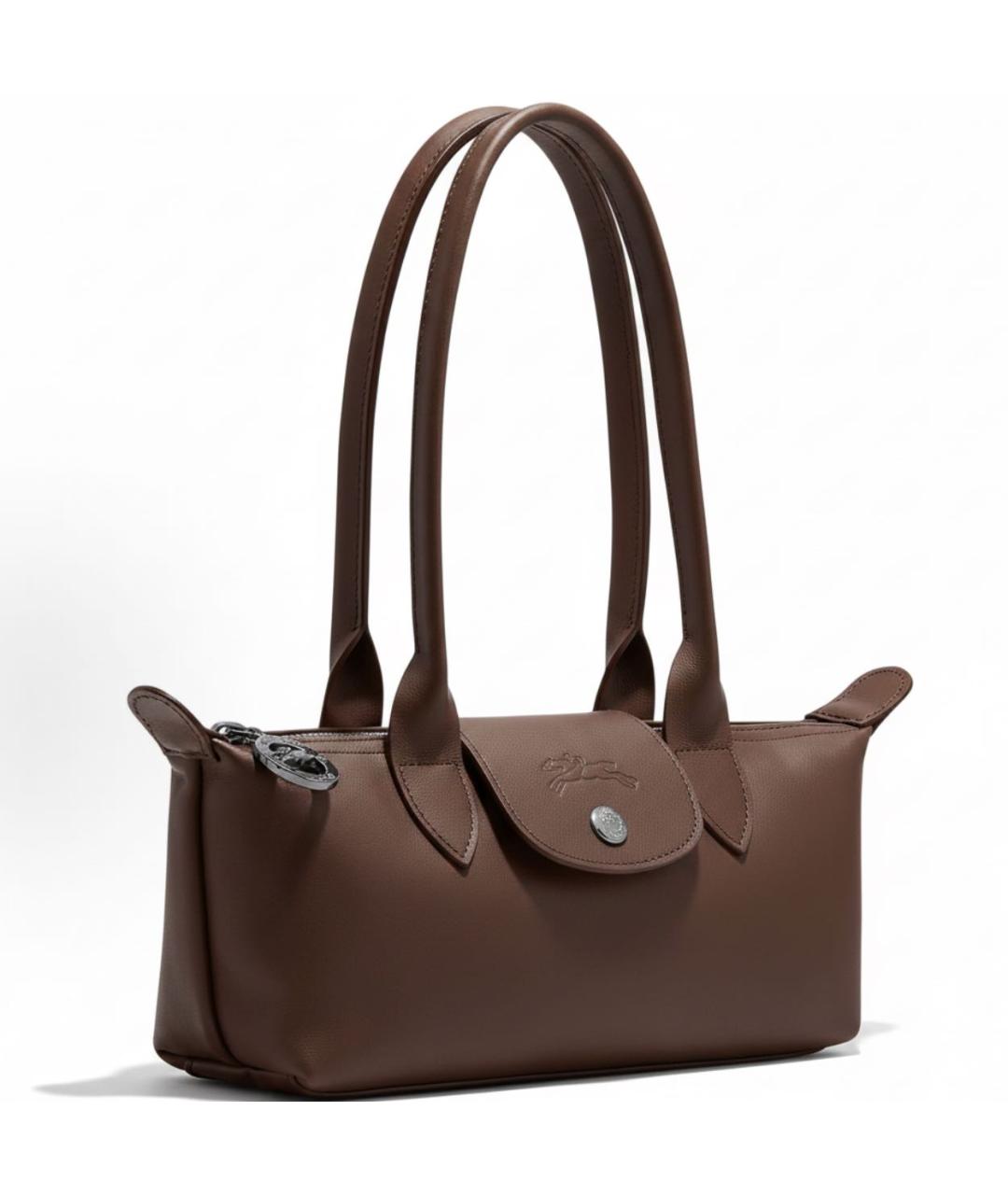 LONGCHAMP Коричневая кожаная сумка через плечо, фото 2