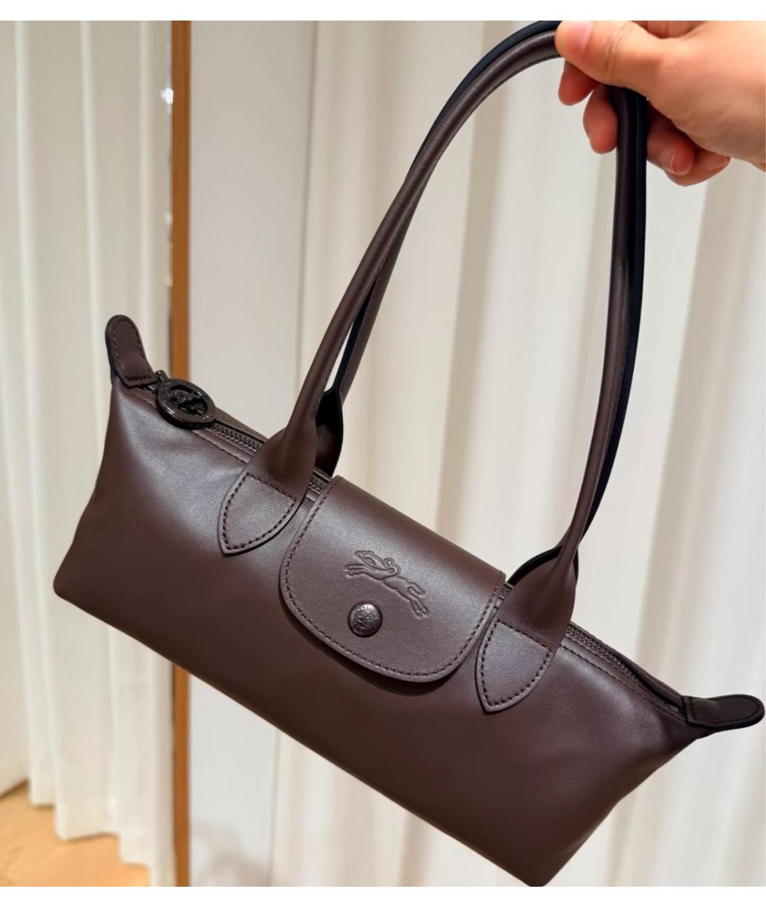 LONGCHAMP Коричневая кожаная сумка через плечо, фото 6