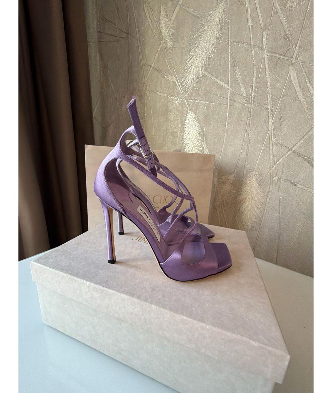 JIMMY CHOO Фиолетовые текстильные босоножки, фото 8