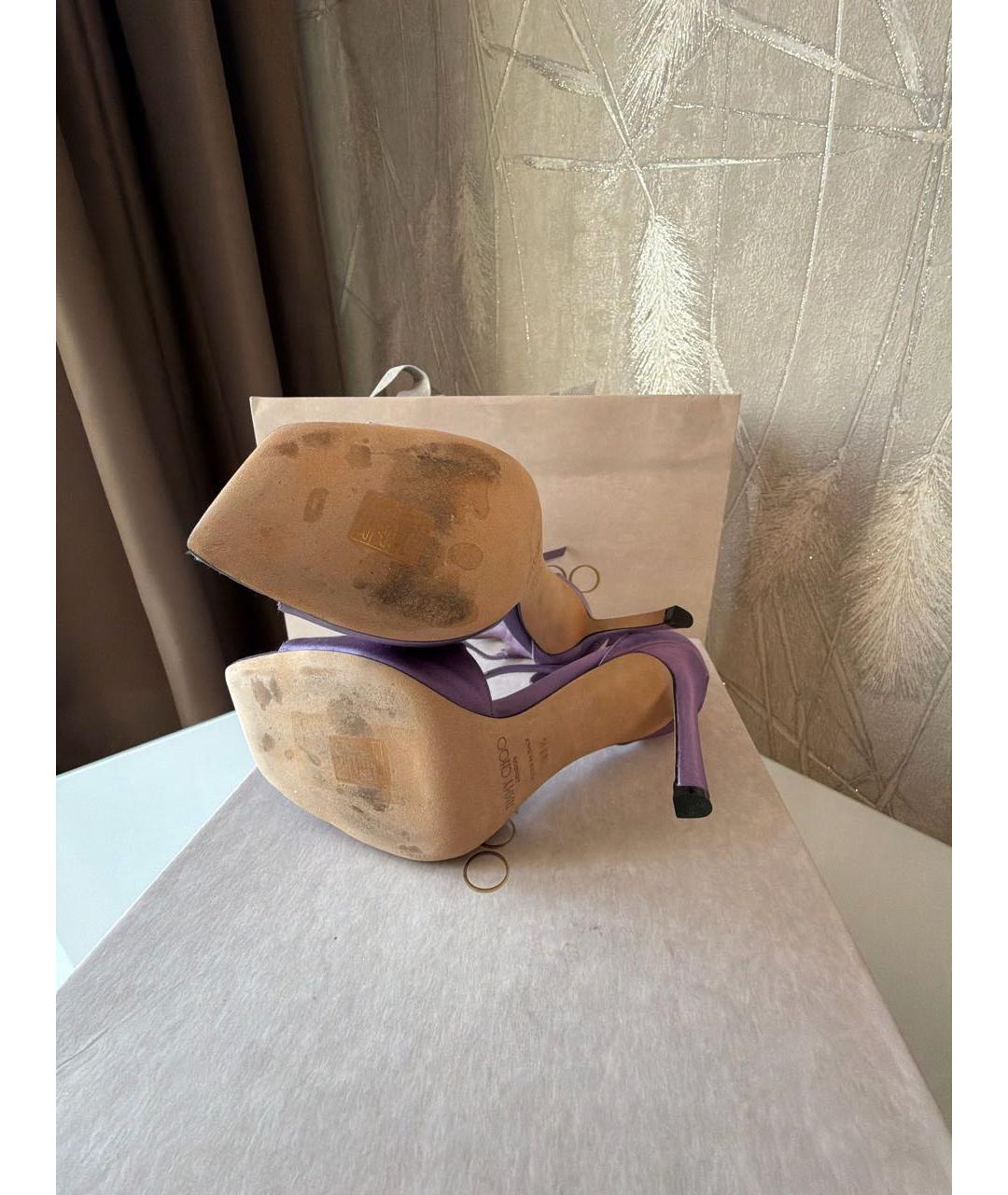 JIMMY CHOO Фиолетовые текстильные босоножки, фото 6