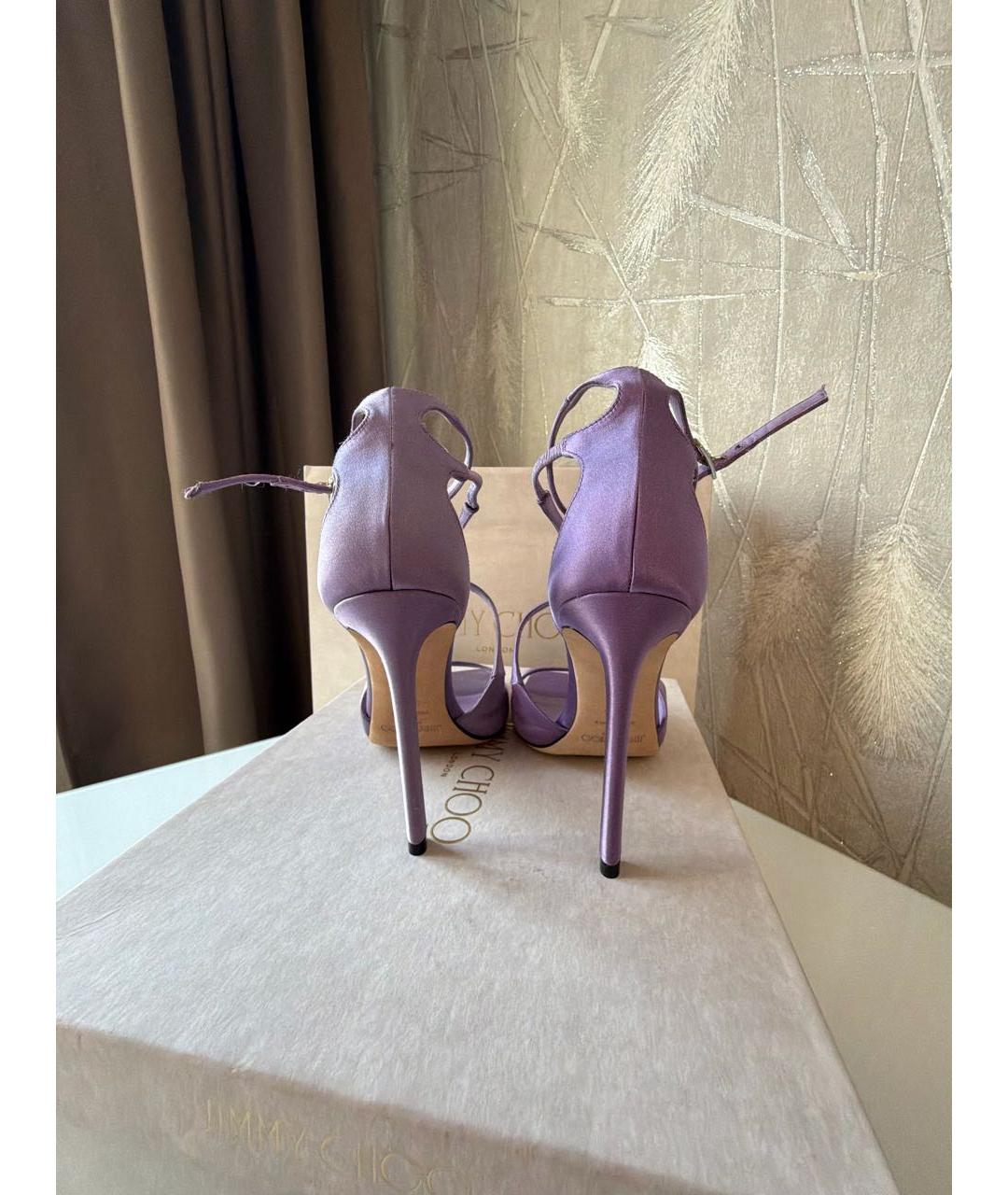 JIMMY CHOO Фиолетовые текстильные босоножки, фото 4
