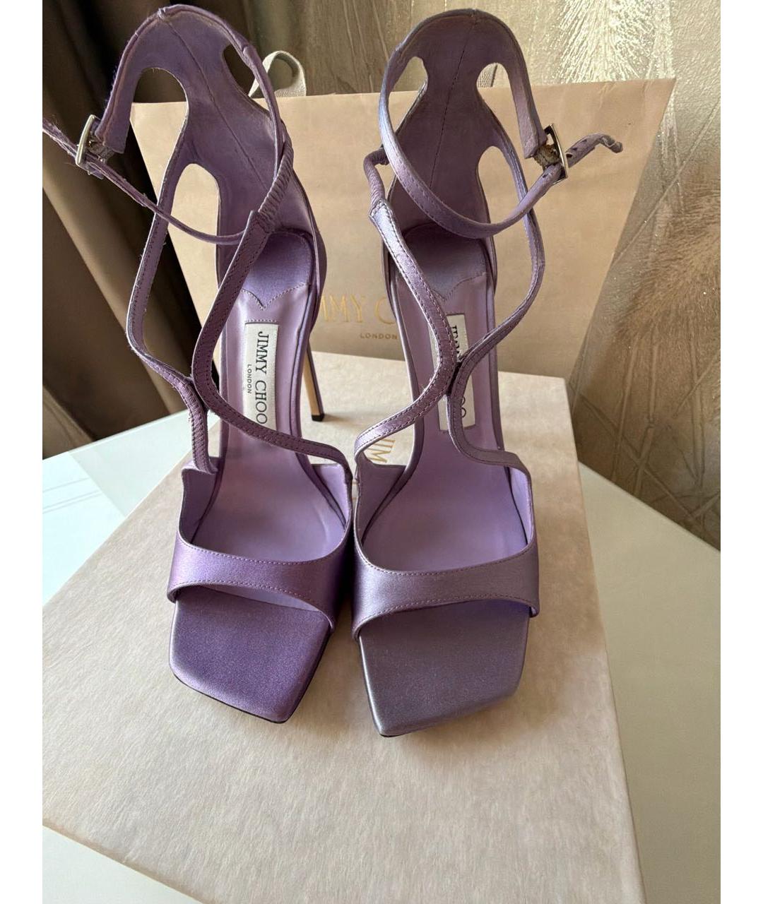 JIMMY CHOO Фиолетовые текстильные босоножки, фото 5