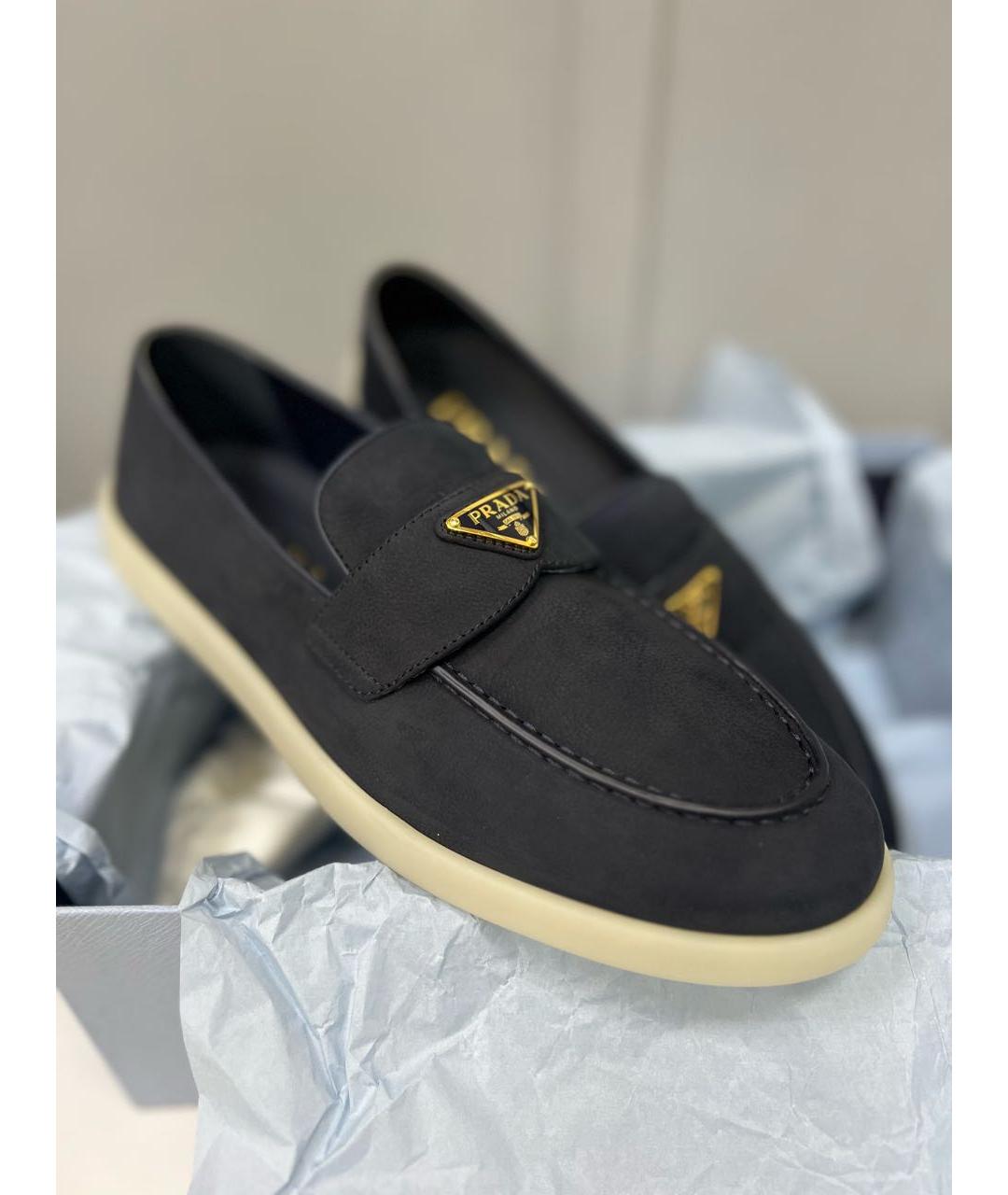 PRADA Темно-синие нубуковые лоферы, фото 4