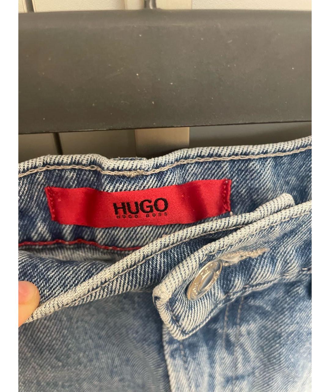 HUGO BOSS Голубая деним юбка мини, фото 4