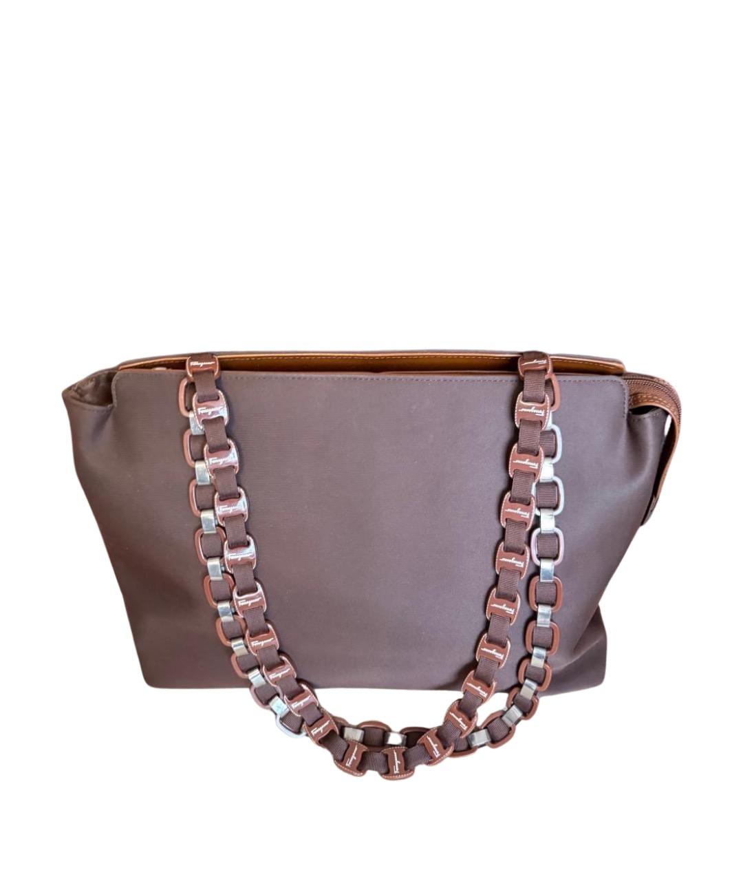 FERRAGAMO Коричневая кожаная сумка тоут, фото 1