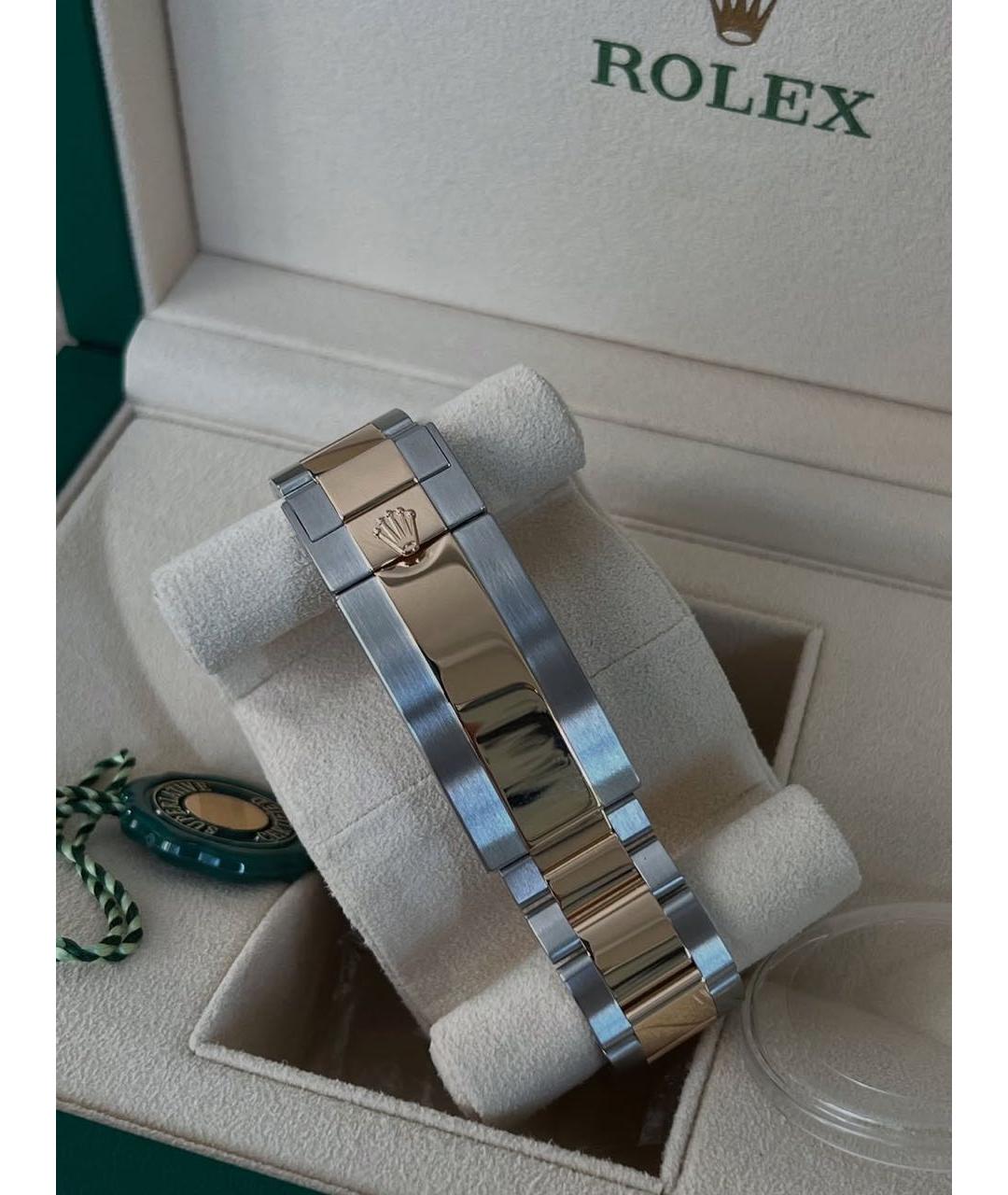ROLEX Черные часы из желтого золота, фото 4