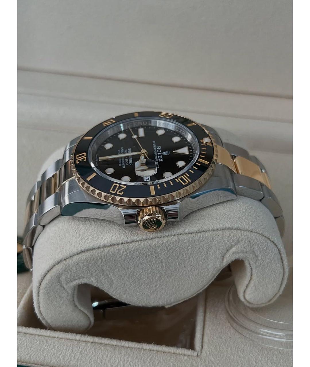 ROLEX Черные часы из желтого золота, фото 3
