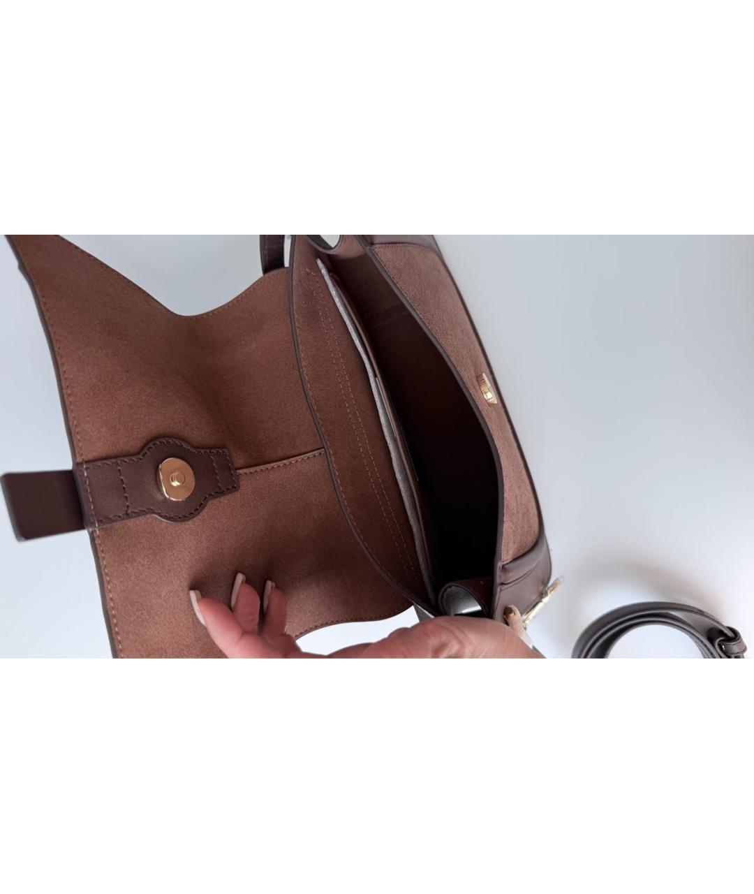 FURLA Коричневая кожаная сумка с короткими ручками, фото 6