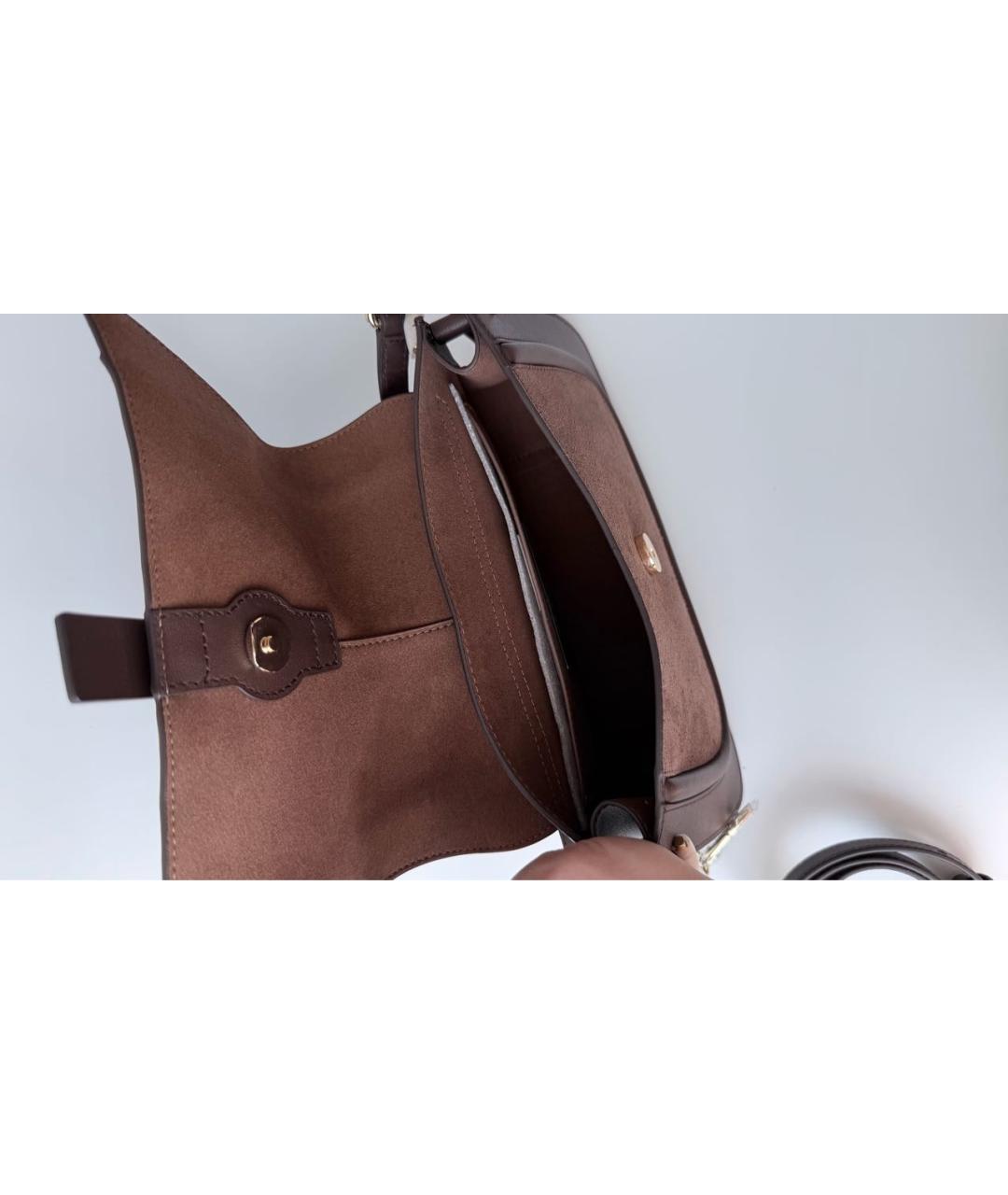 FURLA Коричневая кожаная сумка с короткими ручками, фото 4