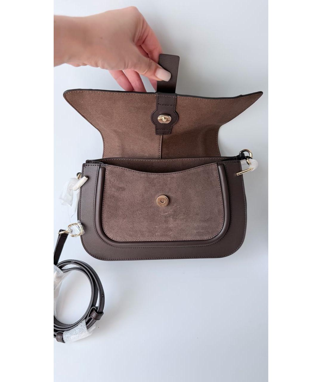 FURLA Коричневая кожаная сумка с короткими ручками, фото 5