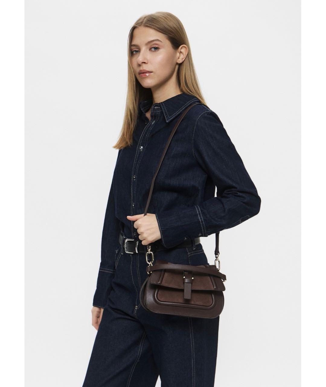 FURLA Коричневая кожаная сумка с короткими ручками, фото 7
