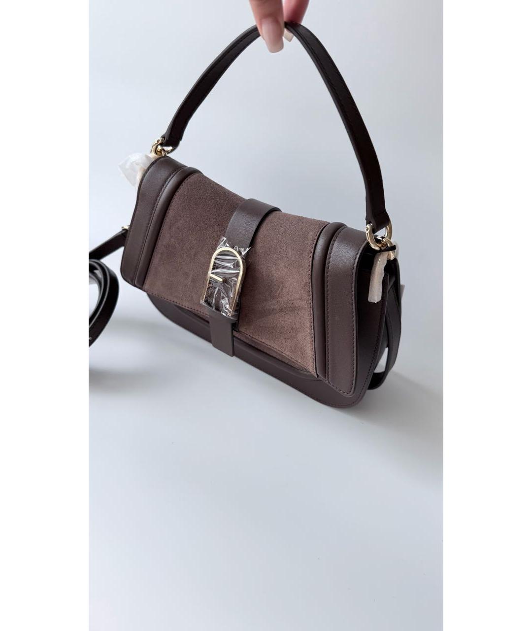 FURLA Коричневая кожаная сумка с короткими ручками, фото 2