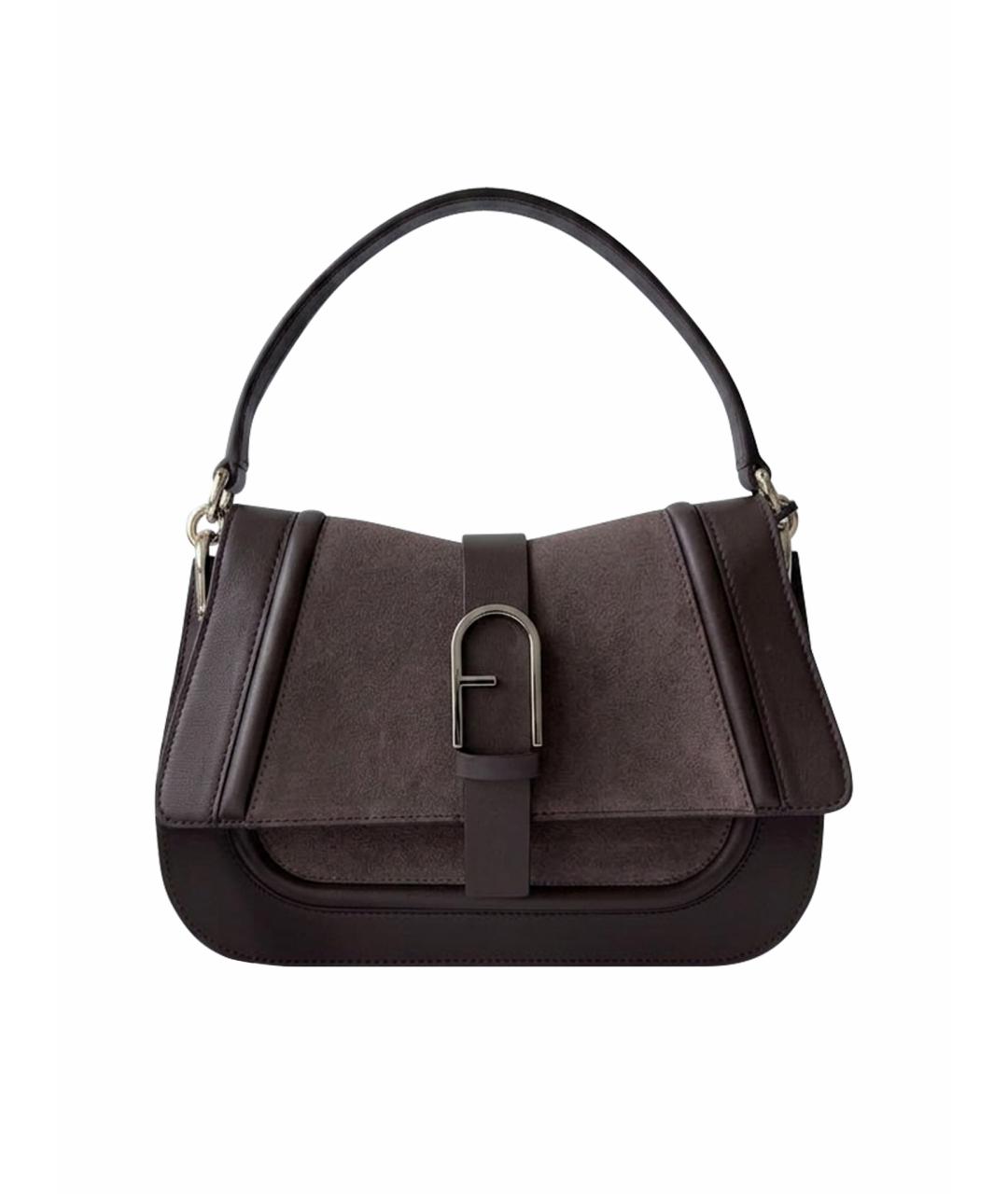 FURLA Коричневая кожаная сумка с короткими ручками, фото 1