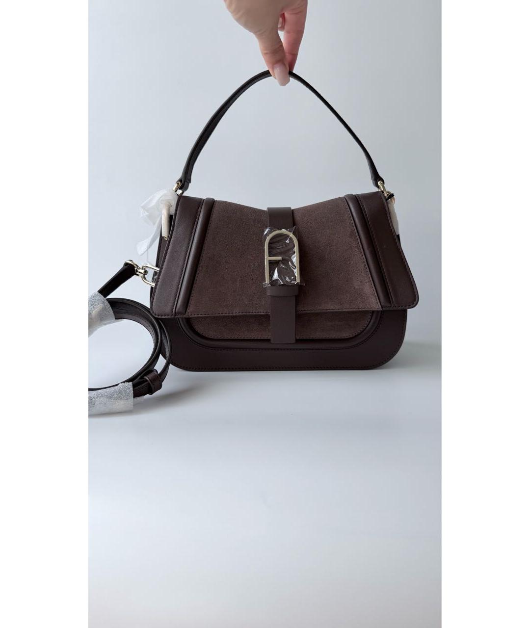 FURLA Коричневая кожаная сумка с короткими ручками, фото 9