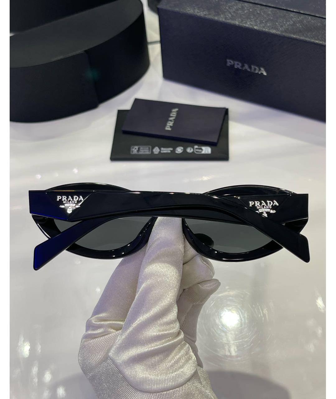 PRADA Черные пластиковые солнцезащитные очки, фото 4