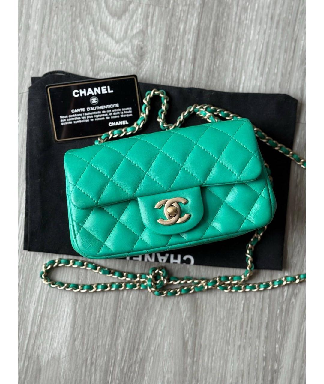 CHANEL Зеленая кожаная сумка через плечо, фото 9