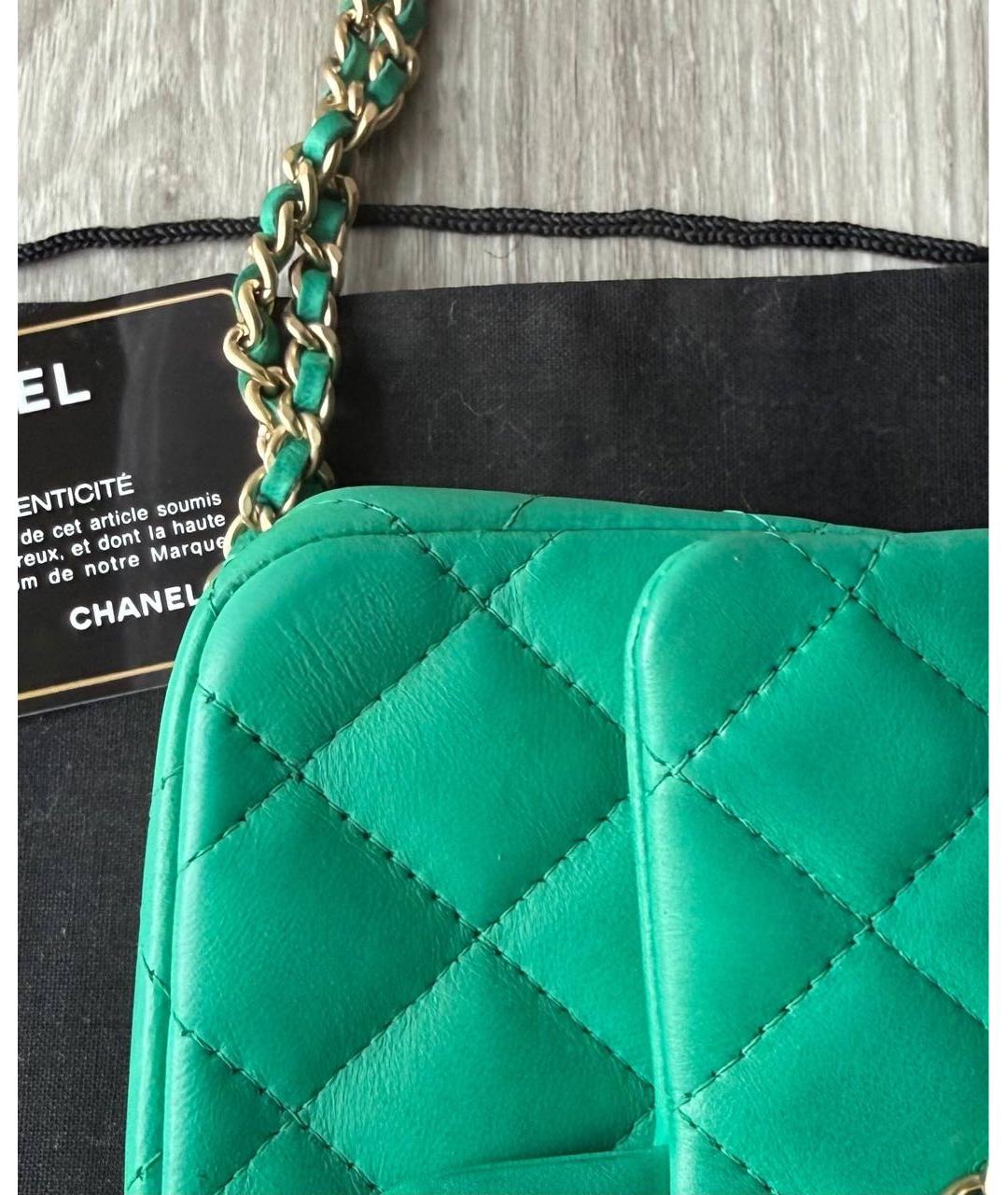 CHANEL Зеленая кожаная сумка через плечо, фото 7
