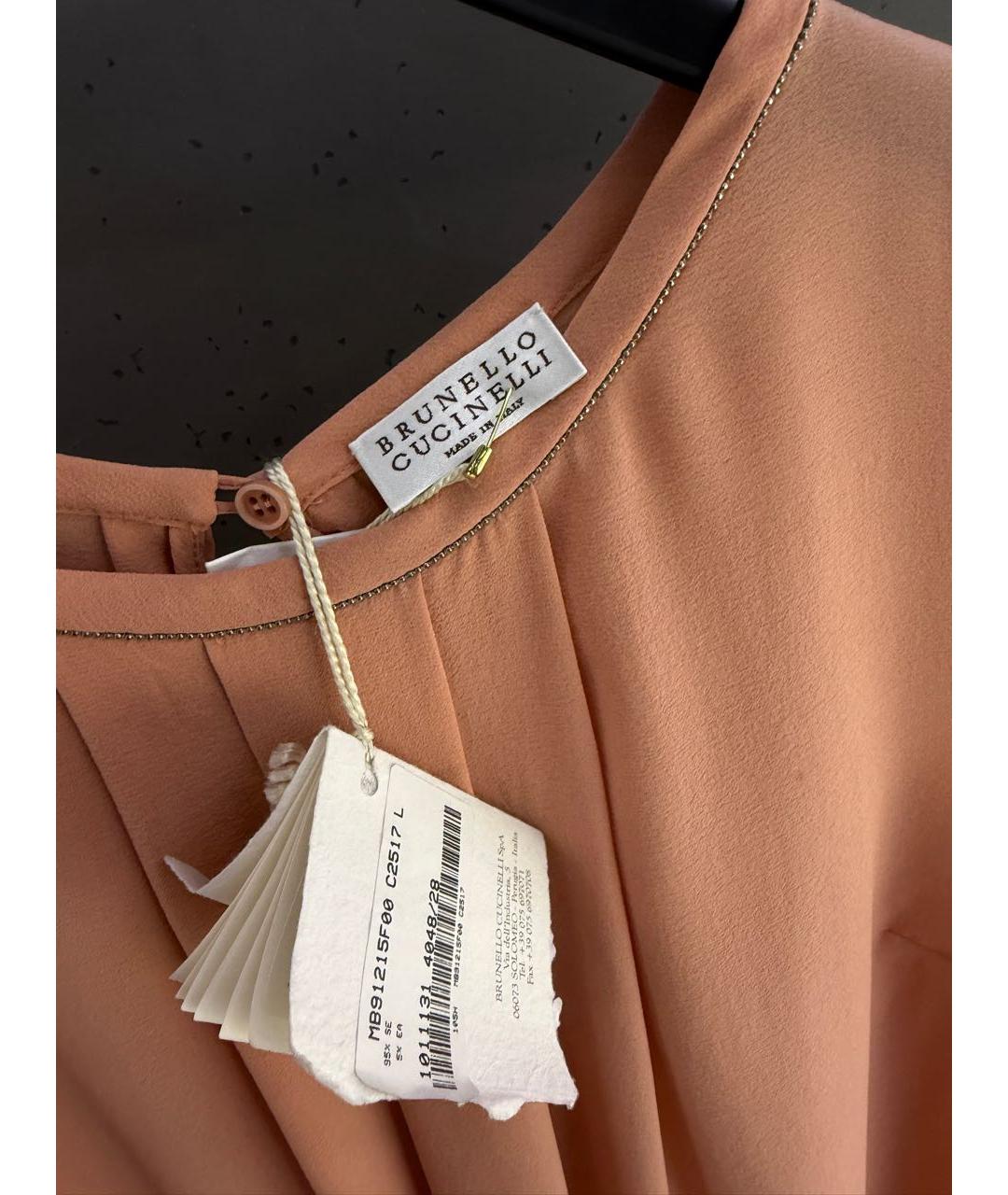 BRUNELLO CUCINELLI Коралловая шелковая майка, фото 4