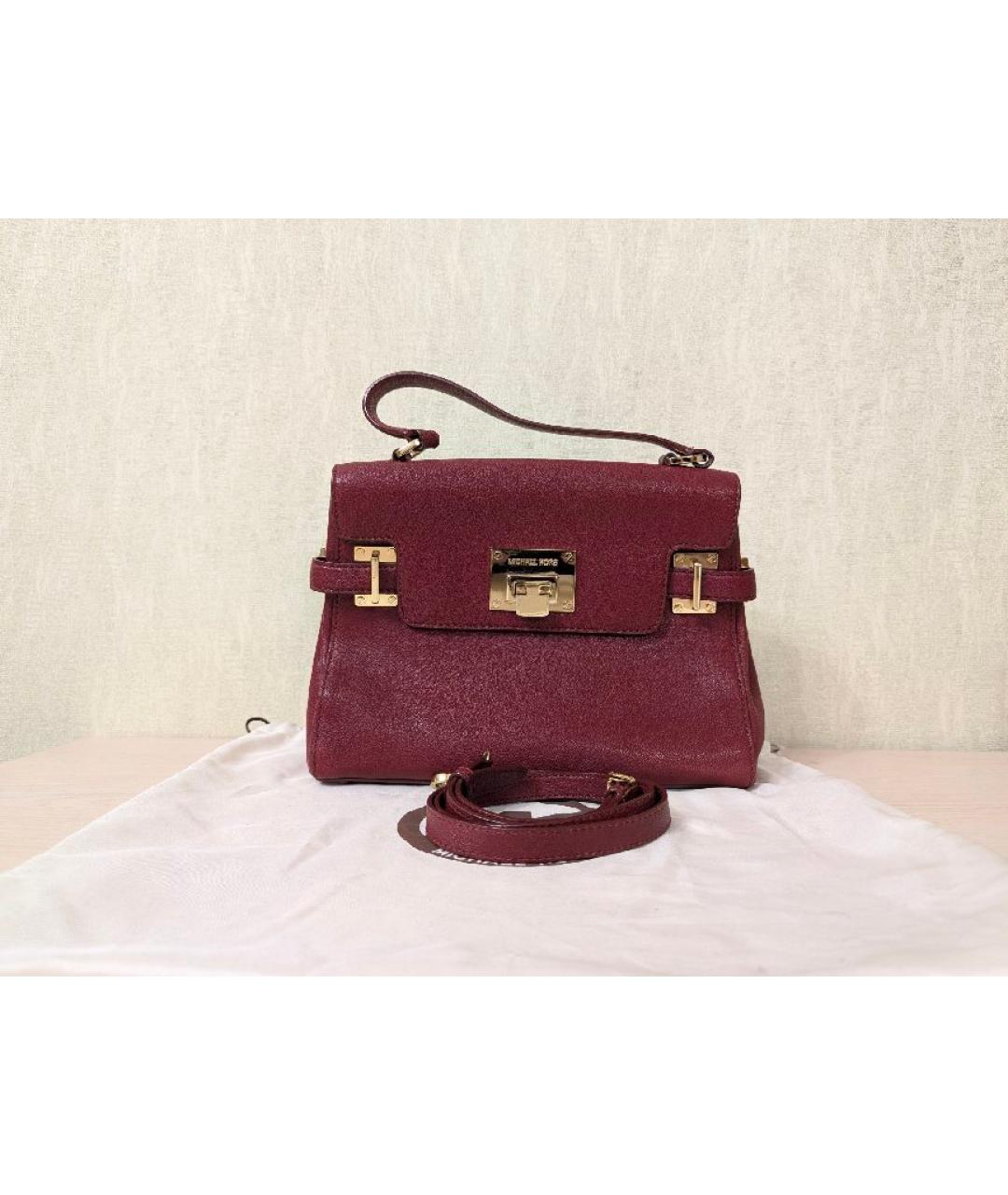 MICHAEL KORS Бордовая кожаная сумка с короткими ручками, фото 7