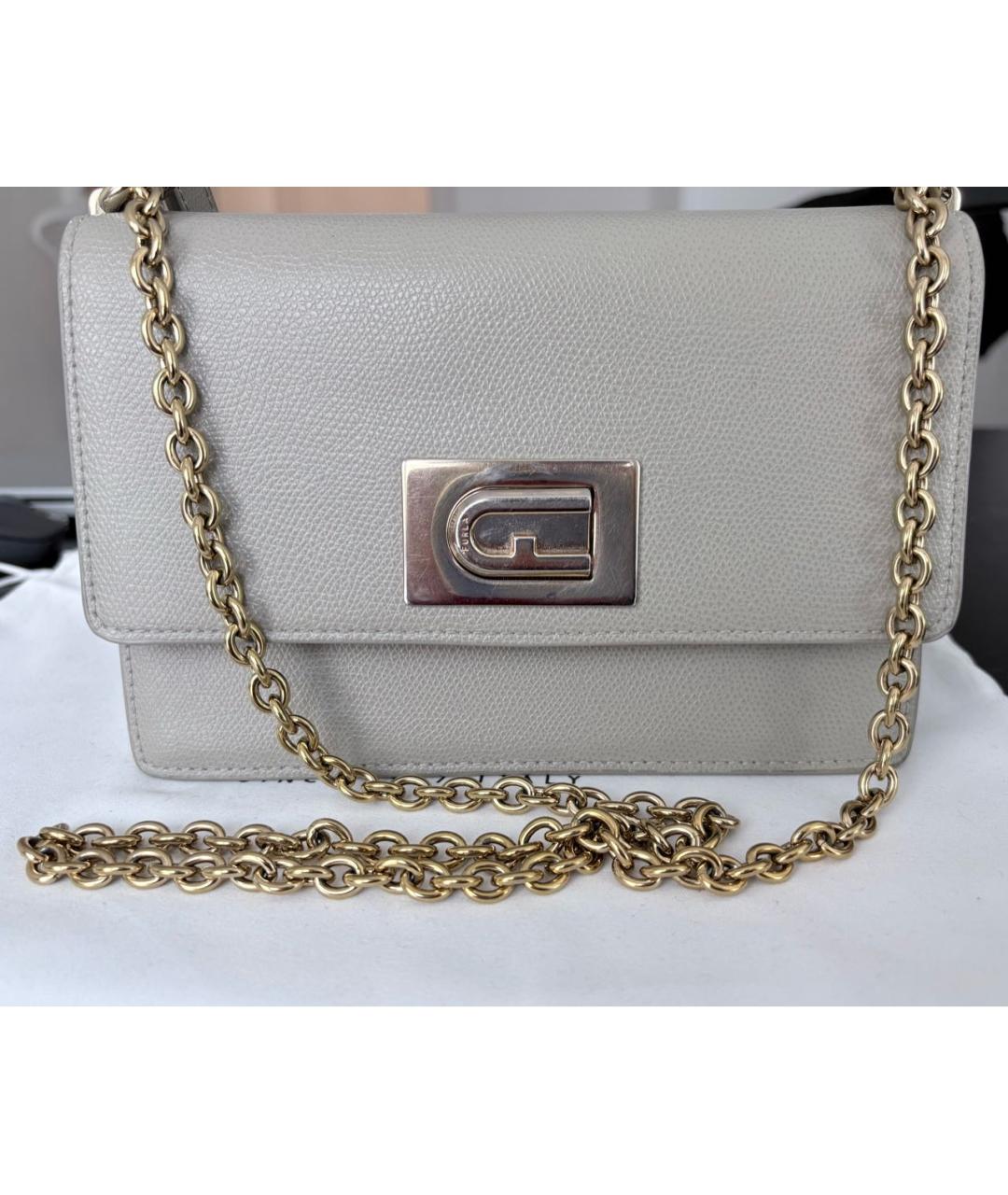 FURLA Бежевая кожаная сумка через плечо, фото 2