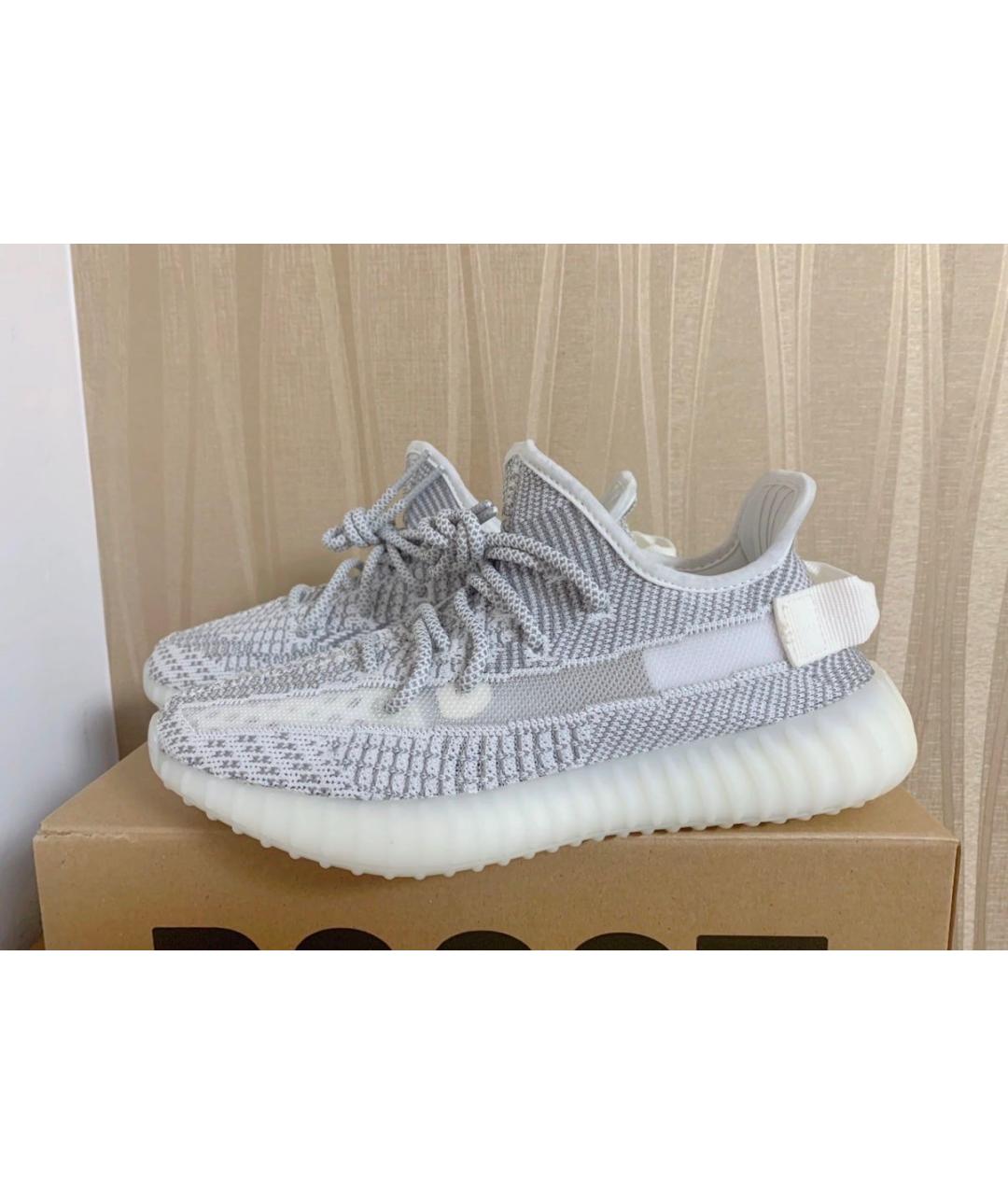 ADIDAS YEEZY Белые текстильные низкие кроссовки / кеды, фото 5