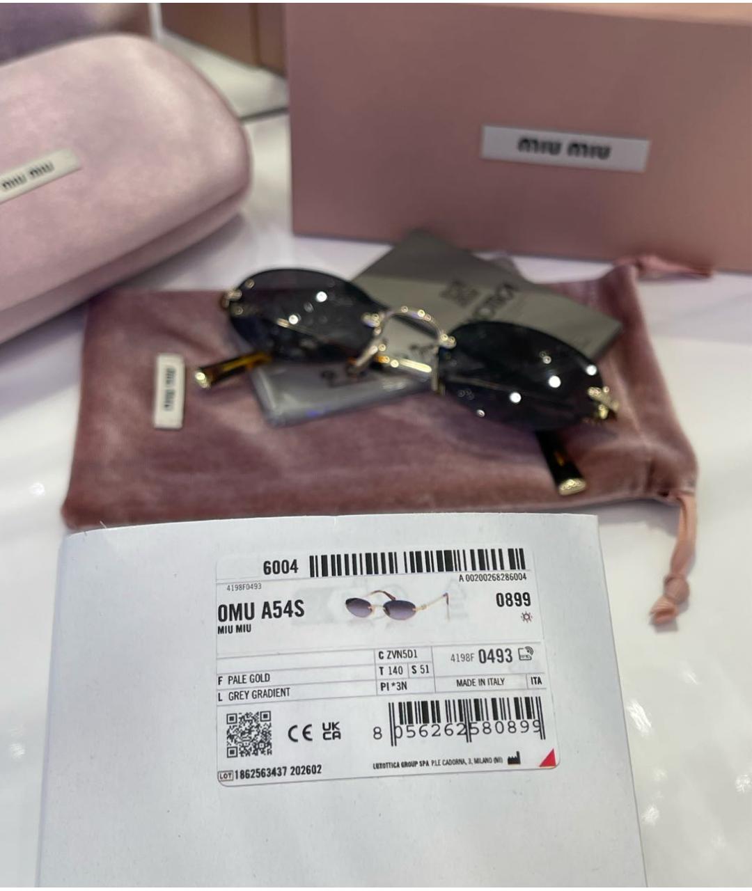 MIU MIU Золотые металлические солнцезащитные очки, фото 8