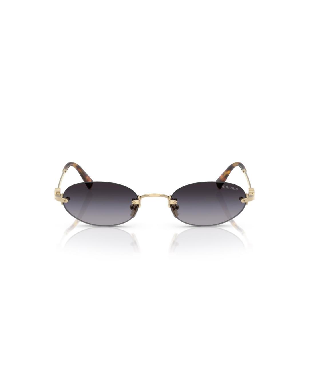MIU MIU Золотые металлические солнцезащитные очки, фото 2