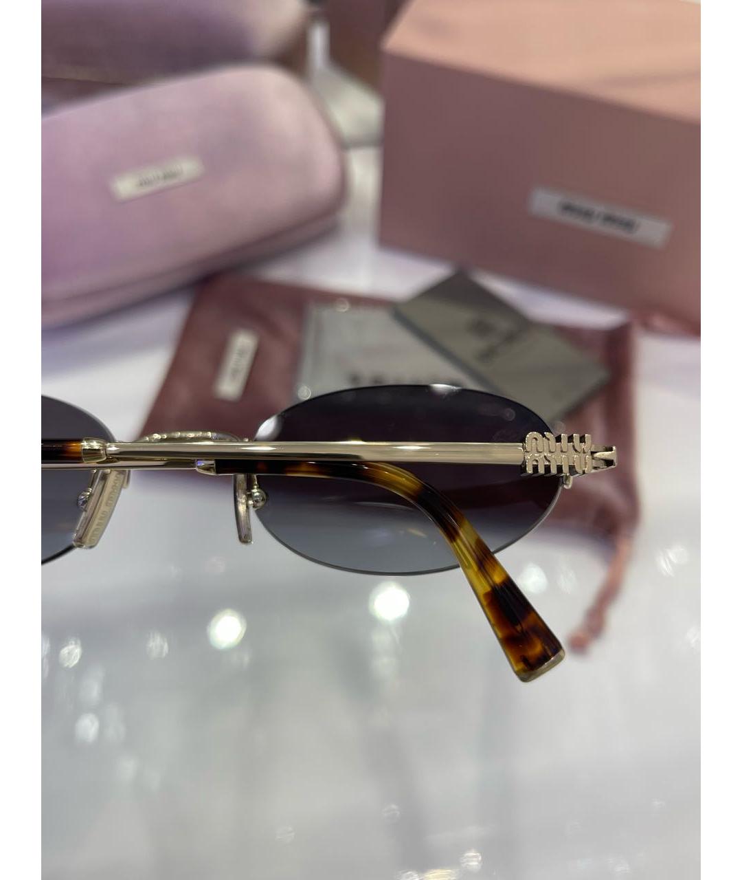 MIU MIU Золотые металлические солнцезащитные очки, фото 7