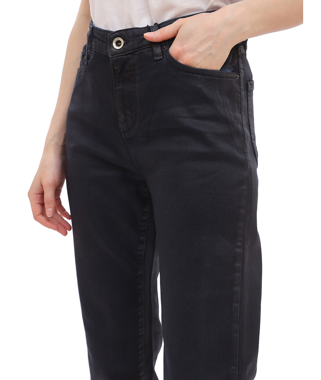 ARMANI EXCHANGE Черные хлопко-эластановые прямые джинсы, фото 3