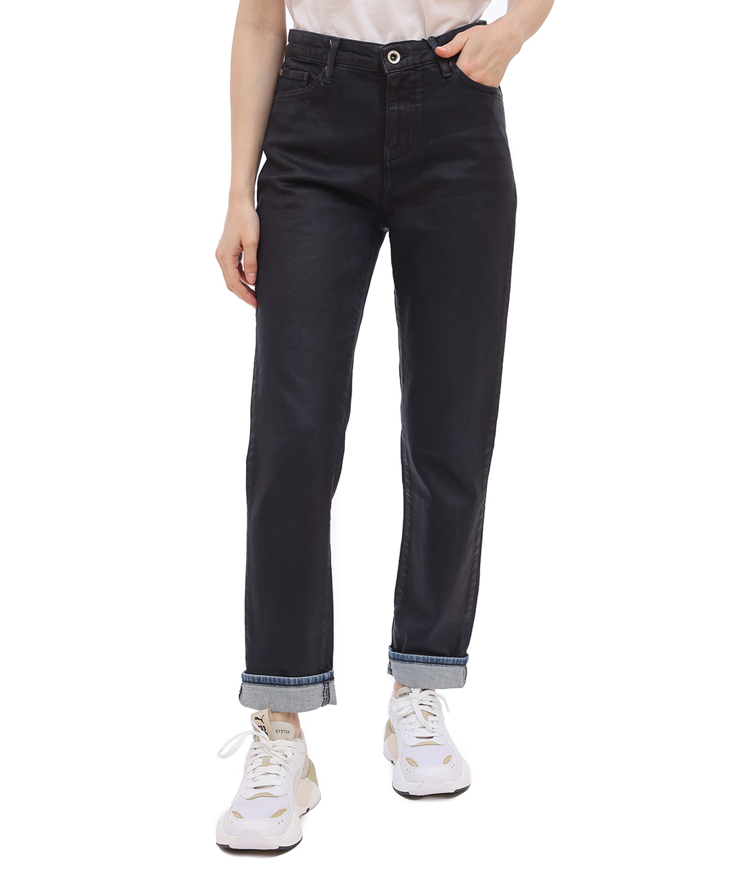 ARMANI EXCHANGE Черные хлопко-эластановые прямые джинсы, фото 6