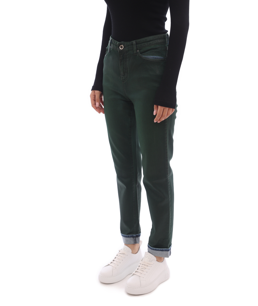 ARMANI EXCHANGE Зеленые хлопко-эластановые прямые джинсы, фото 5