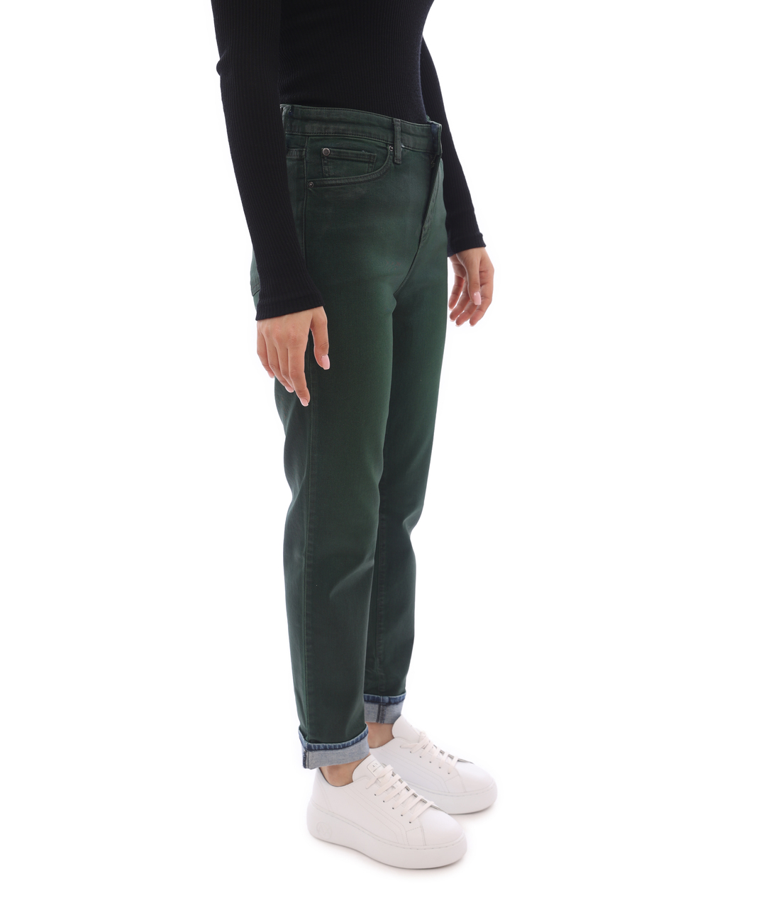 ARMANI EXCHANGE Зеленые хлопко-эластановые прямые джинсы, фото 2