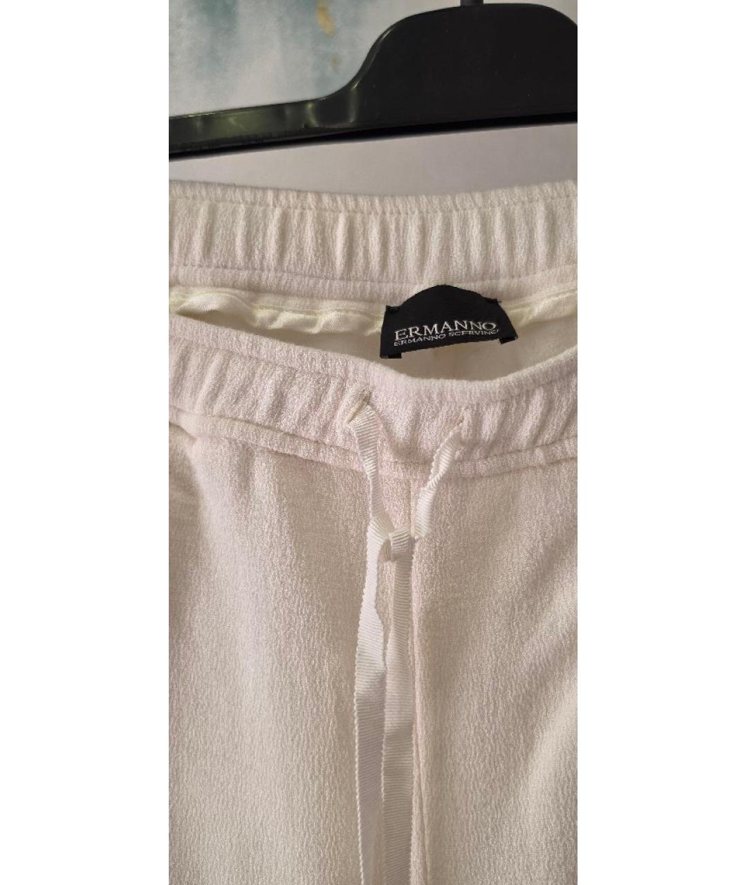 ERMANNO SCERVINO Белые шерстяные прямые брюки, фото 4