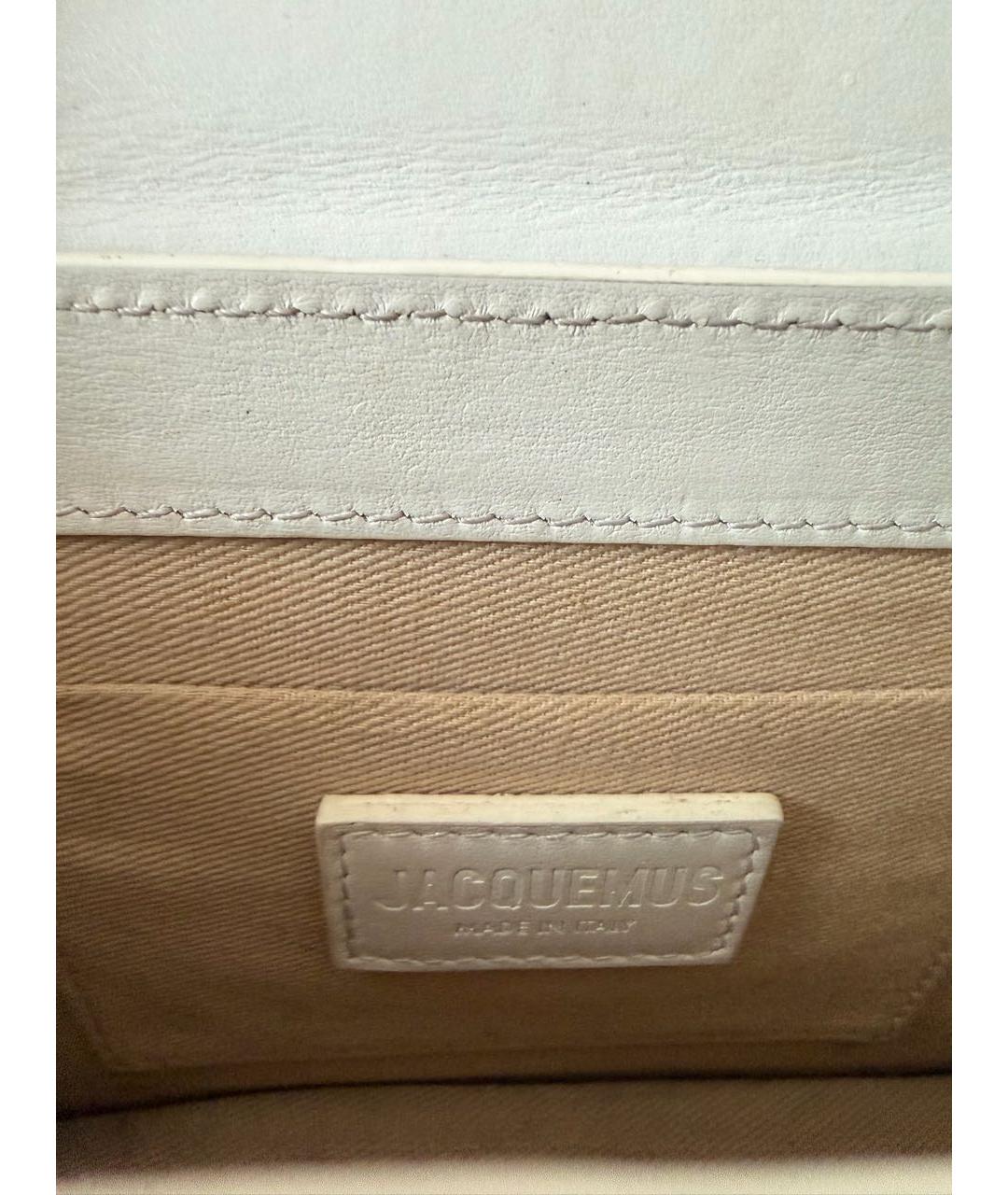 JACQUEMUS Белая кожаная сумка с короткими ручками, фото 5