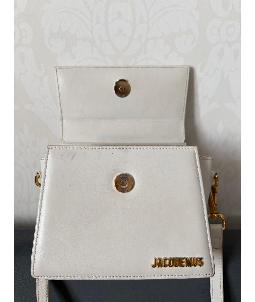 JACQUEMUS Белая кожаная сумка с короткими ручками, фото 6