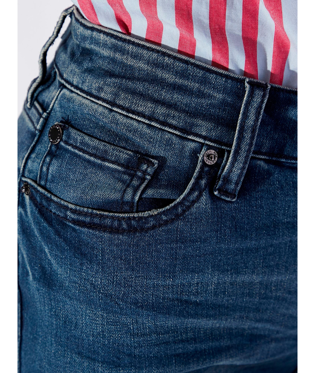 ARMANI EXCHANGE Синие хлопко-полиэстеровые джинсы слим, фото 4