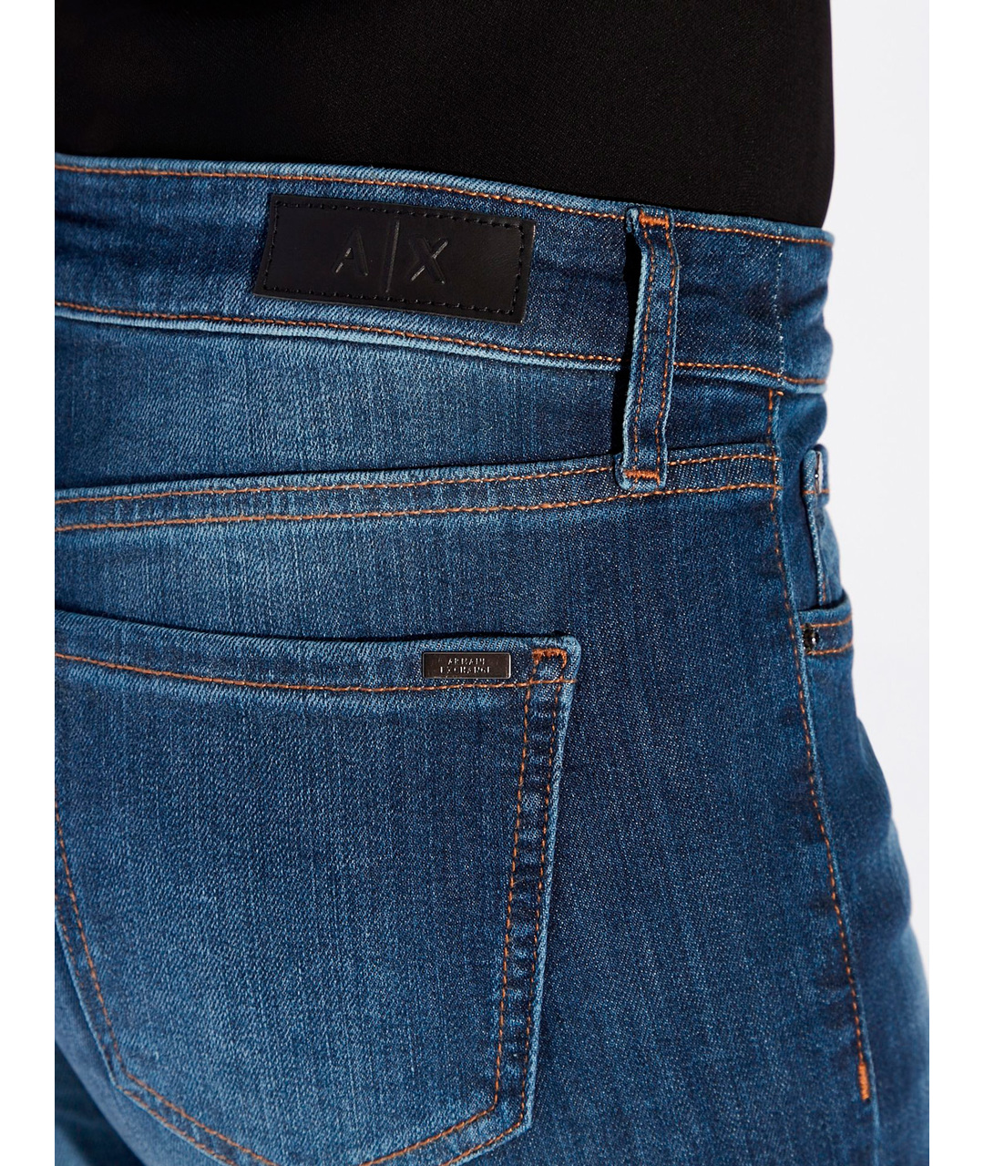 ARMANI EXCHANGE Синие хлопко-эластановые джинсы слим, фото 3