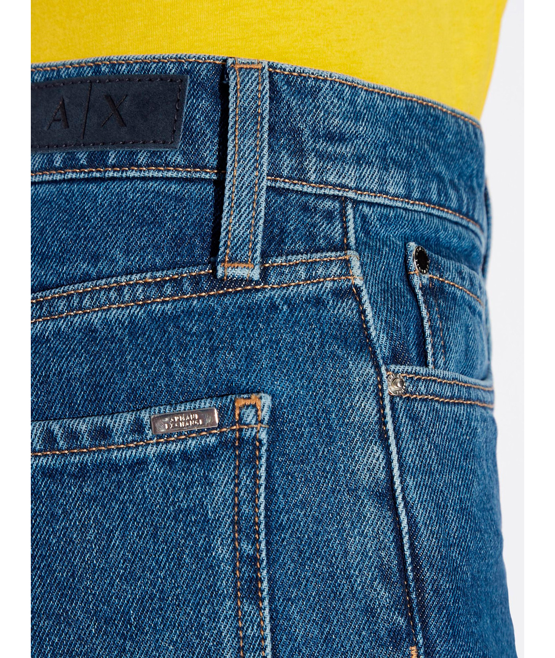 ARMANI EXCHANGE Синие хлопко-эластановые джинсы слим, фото 3