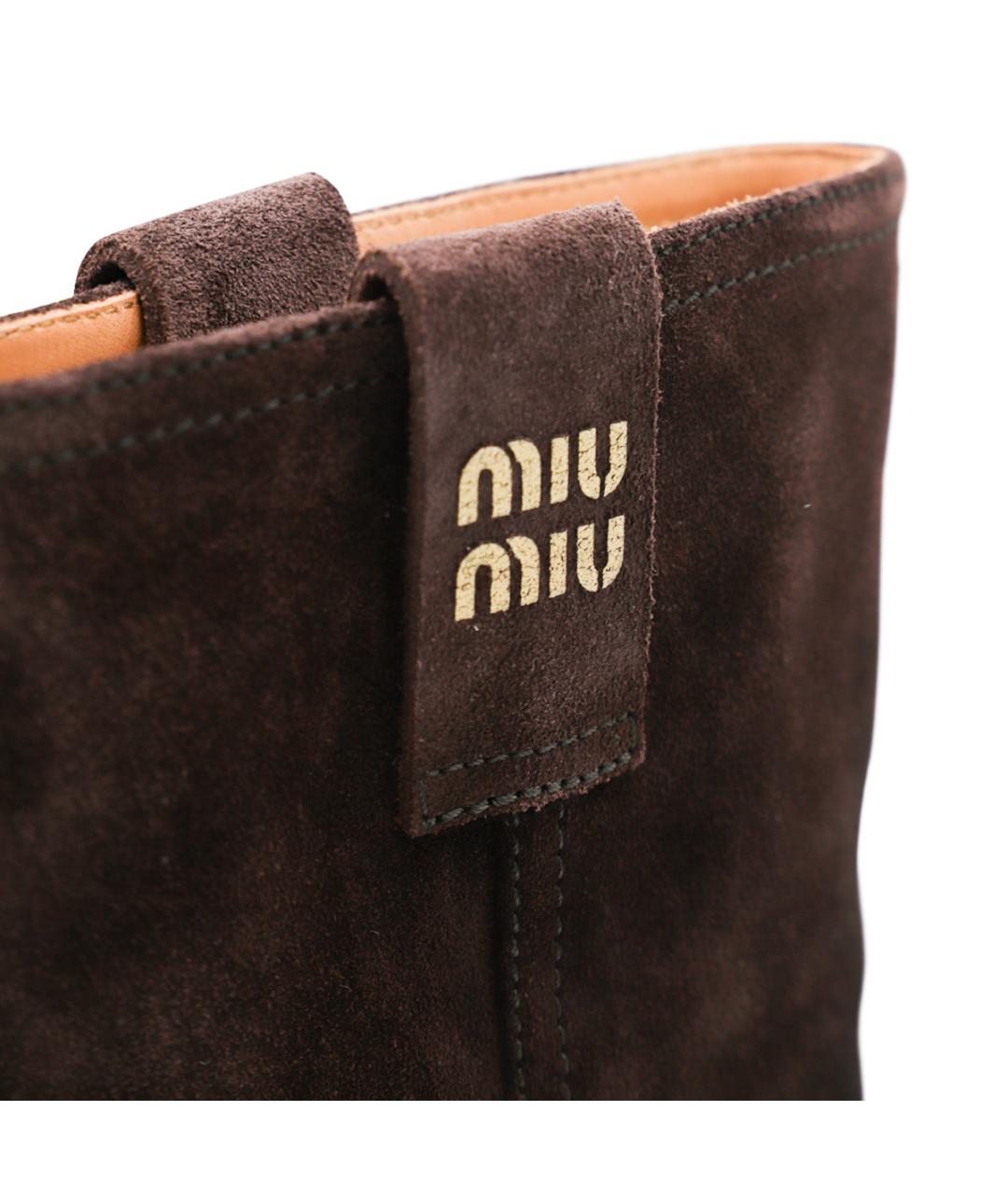 MIU MIU Коричневые замшевые сапоги, фото 4