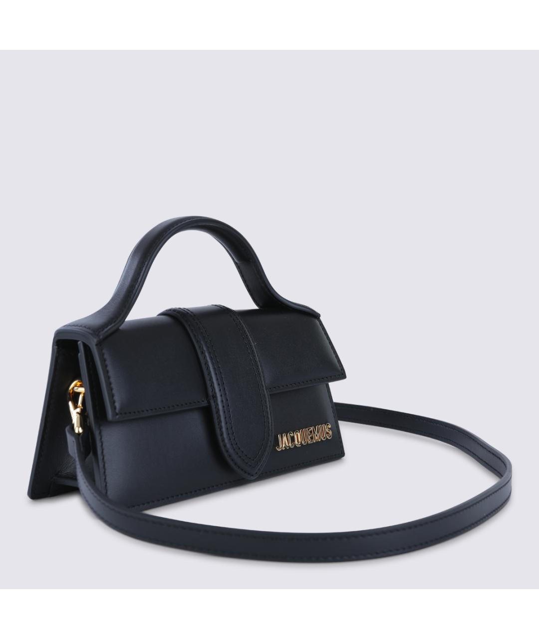 JACQUEMUS Черная кожаная сумка через плечо, фото 3