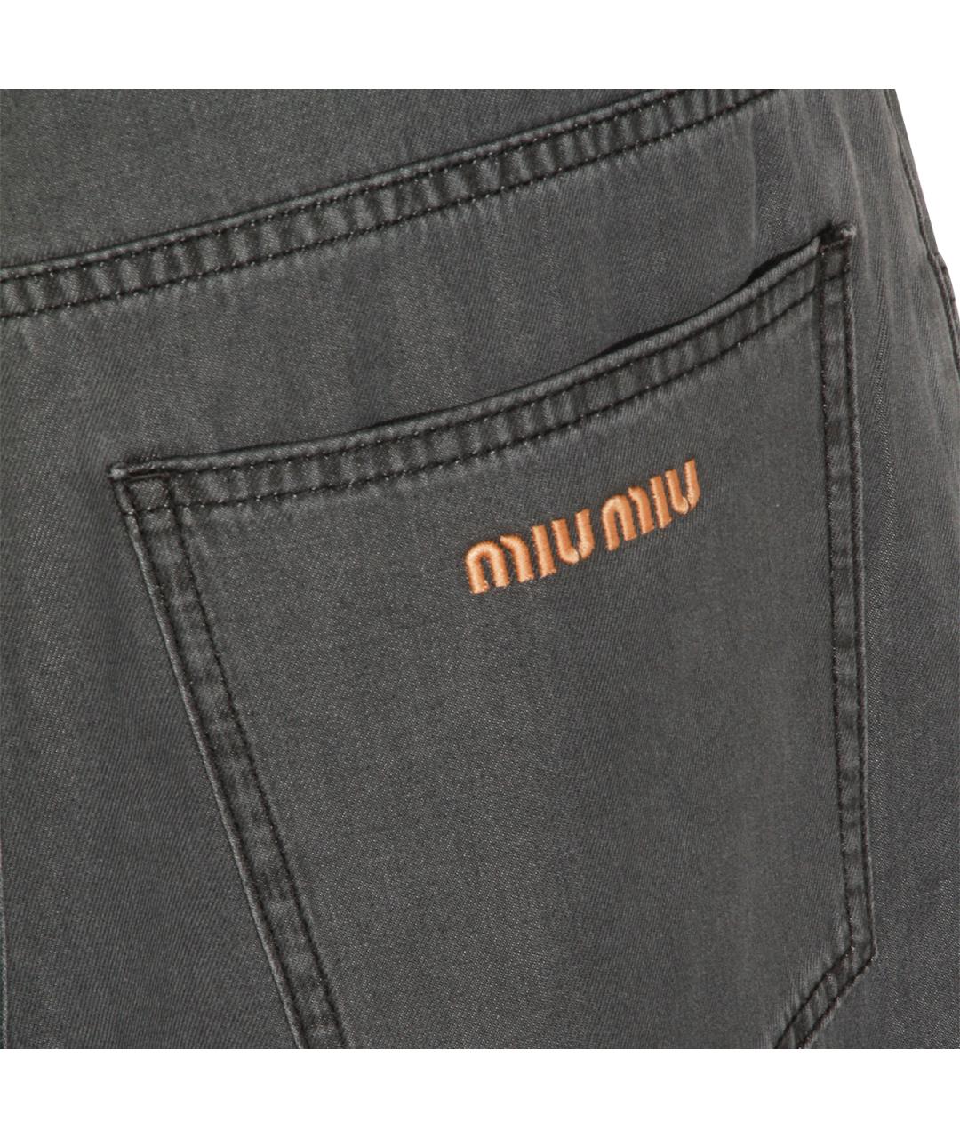 MIU MIU Черные хлопковые прямые джинсы, фото 4