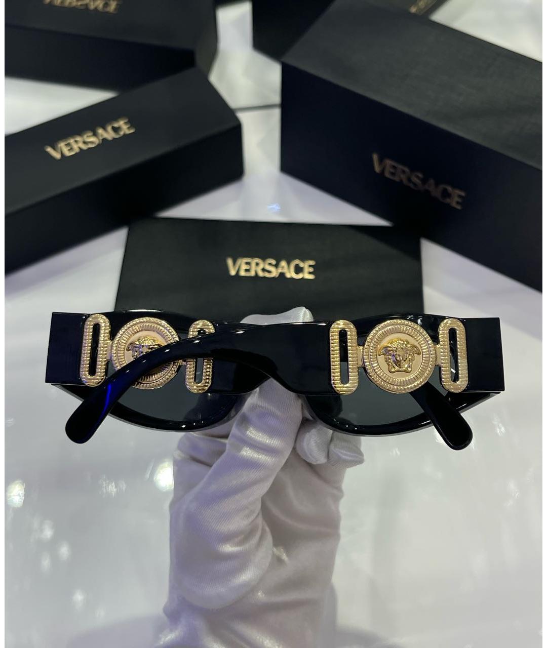 VERSACE Черные пластиковые солнцезащитные очки, фото 4