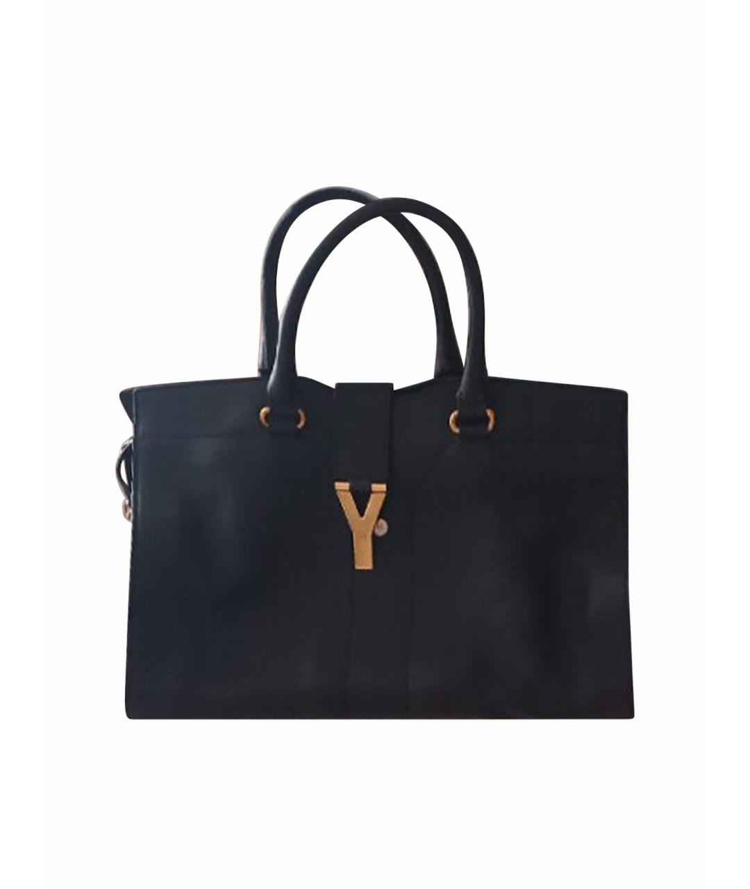 SAINT LAURENT Темно-синяя кожаная сумка с короткими ручками, фото 1